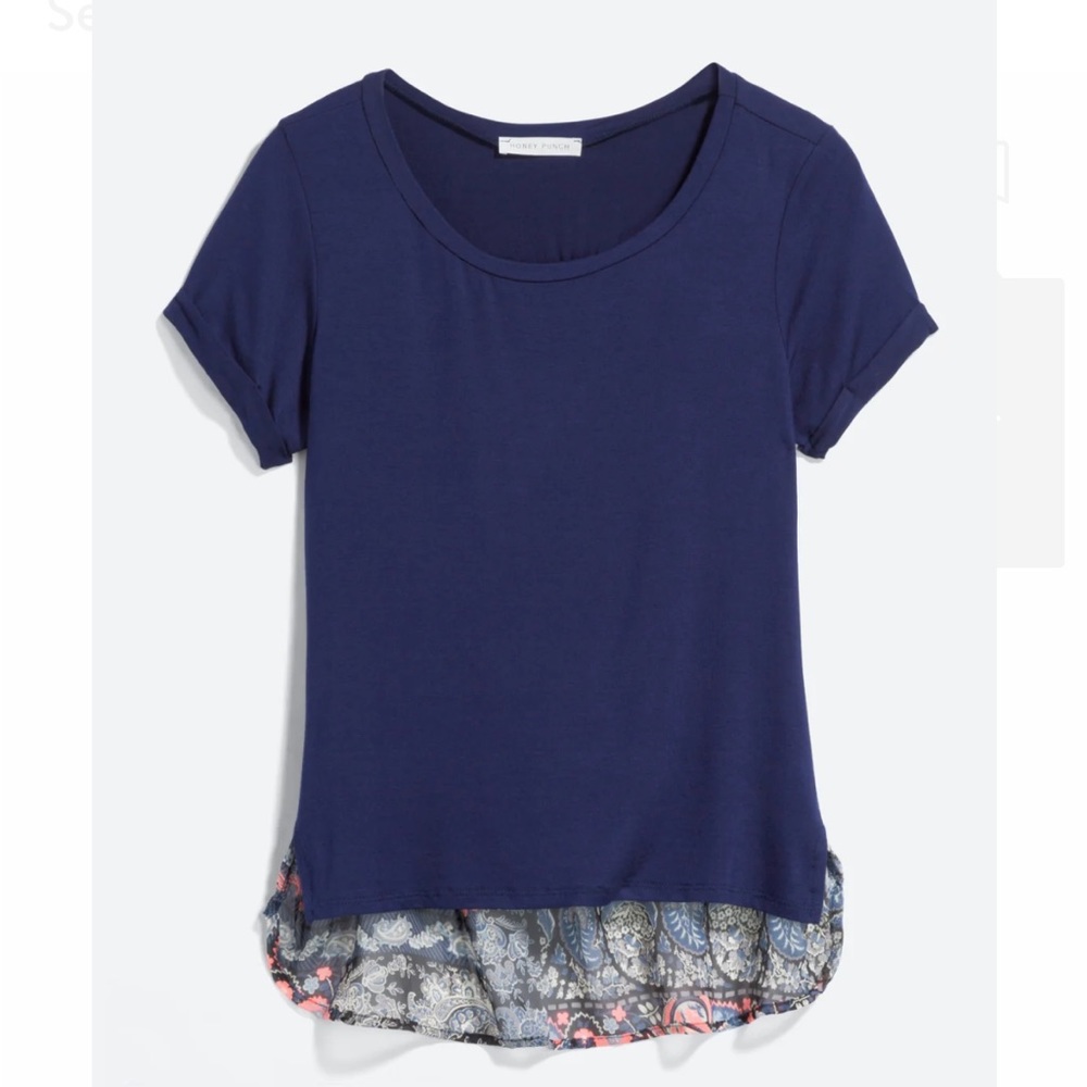 Honey Punch Seaside Mix Material Knit Top